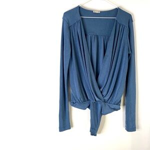 Intimately Free People Fairycore Plunge V Draped Satin Bodysuit